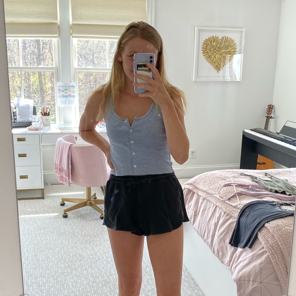 Blue and white striped tank